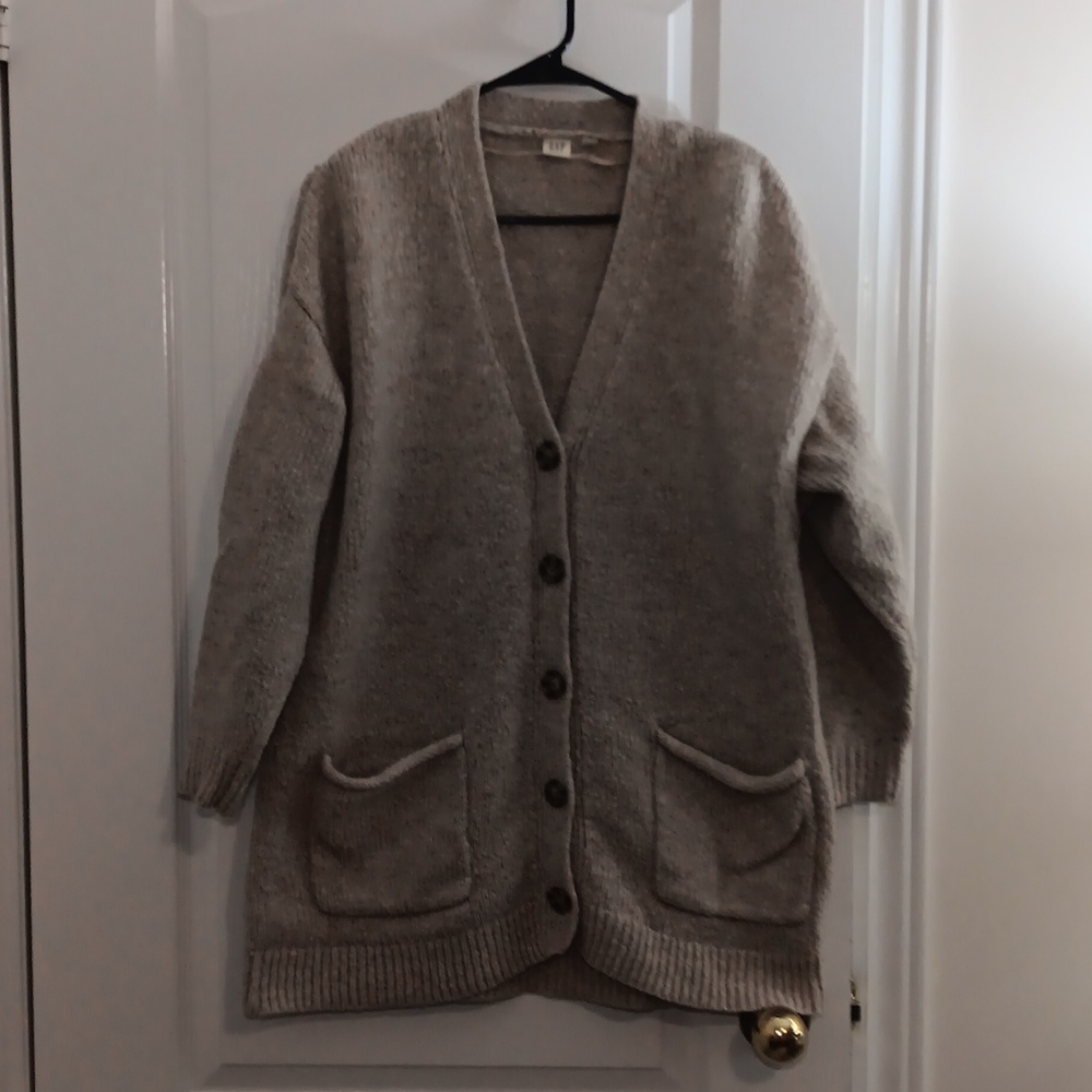 GAP Women's Beige Button-Down Cardigan - Picture 2 of 7
